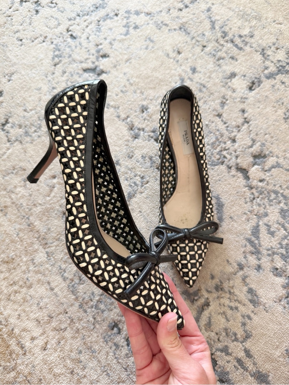 Prada Laser Cut Leather Pumps Sz 36 / 6 US
